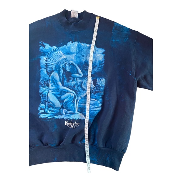 Vintage wolf print blue tie dyed effect sweatshirt - Picture 7 of 12